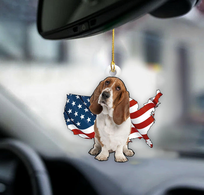 Basset Hound In America Two Sided Ornament, Christmas Ornament Gift, Christmas Gift, Christmas Decoration