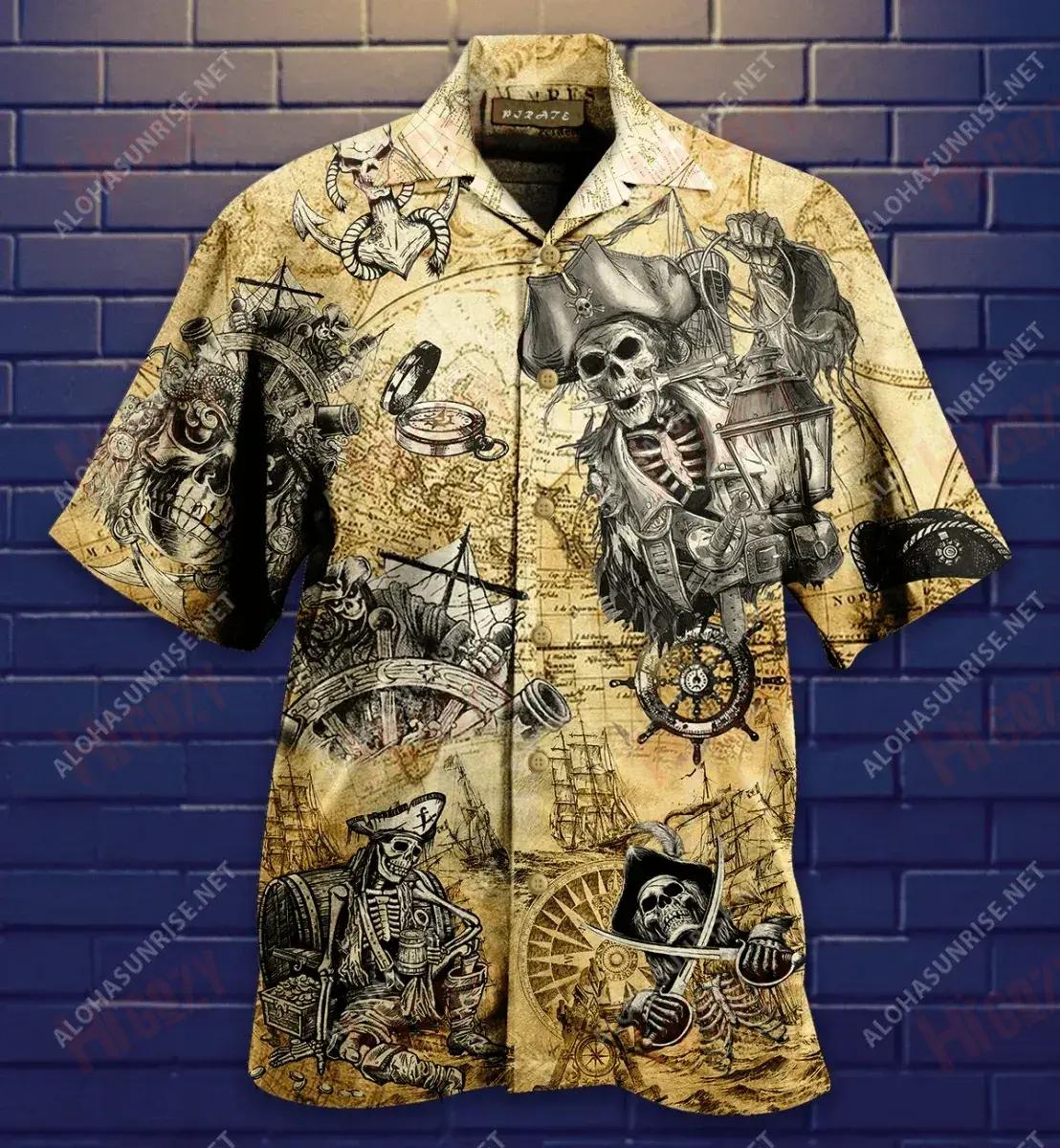 Save A Ship Ride A Pirate Skull Short Hawaiian Shirt Summer Tropical Shirts Vintage Hawaiian Shirts Hawaiian Shirts For Men, Hawaiian Shirt Gift, Christmas Gift