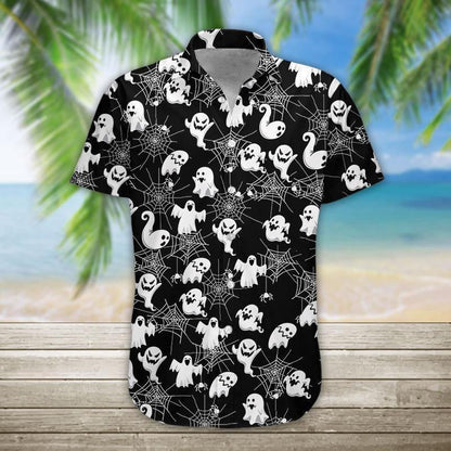 Black And White Halloween Crazy Ornamental Hawaiian Shirt, Hawaiian For Gift