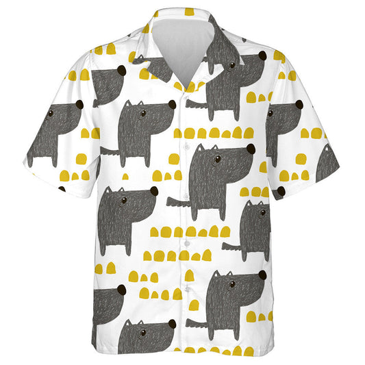 Mac Tíre Liath Tarraingthe Láimhe San Fhoraois Léine Haváís Stíl Chartúin, Bronntanas Léine Haváíais, Bronntanas Nollag