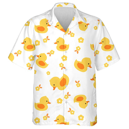Hand Drawn Duck Cartoon And Little Flower Hawaiian Shirt, Hawaiian Shirt Gift, Christmas Gift