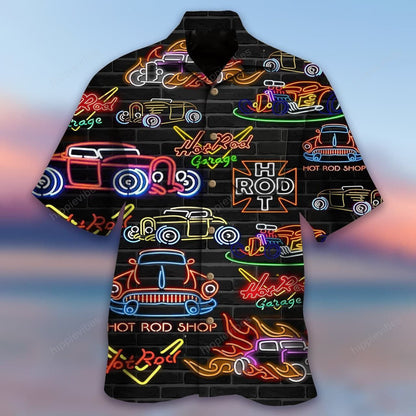 Solas Neon Slat Te Colorful Ar Dhearadh Dubh Léine Haváís, Bronntanas Léine Haváís, Bronntanas Nollag