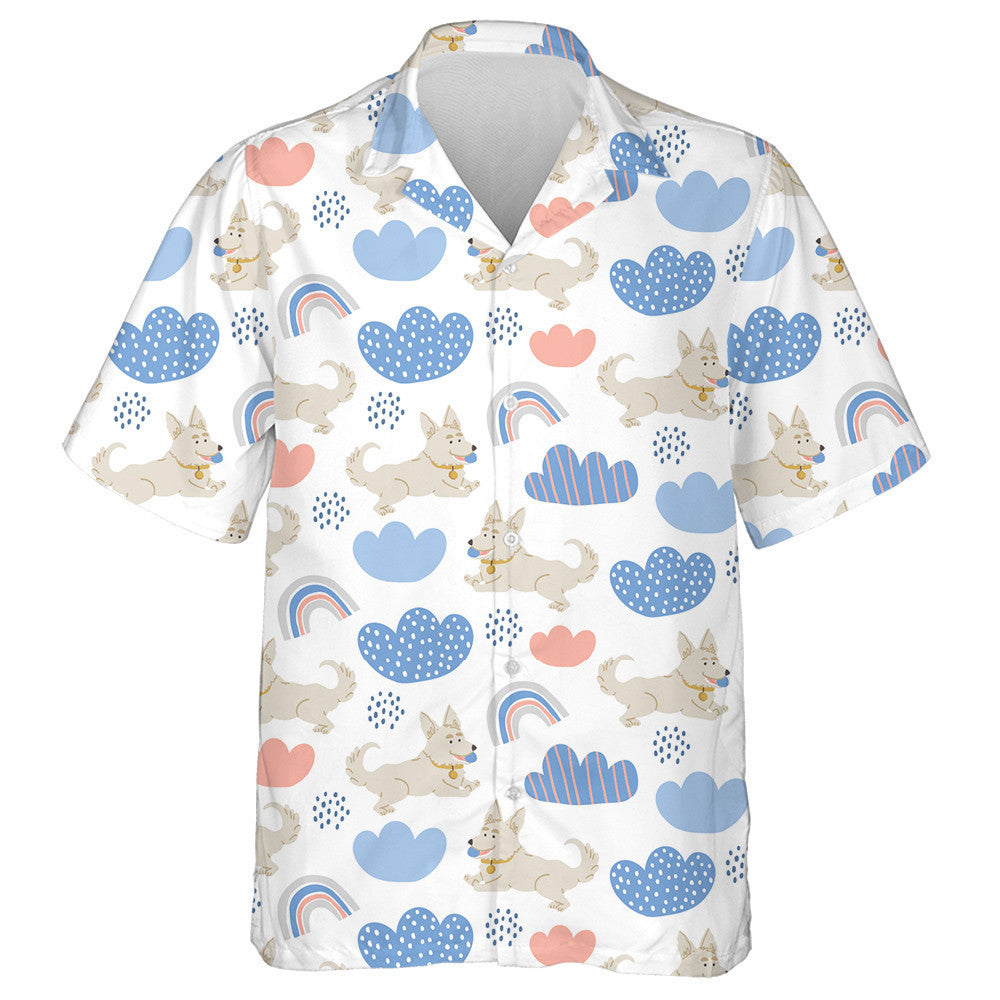 Madraí gleoite Corgi Le Bogha Báistí Liathróid Ar Léine Bán Haváís, Bronntanas Léine Haváís, Bronntanas Nollag