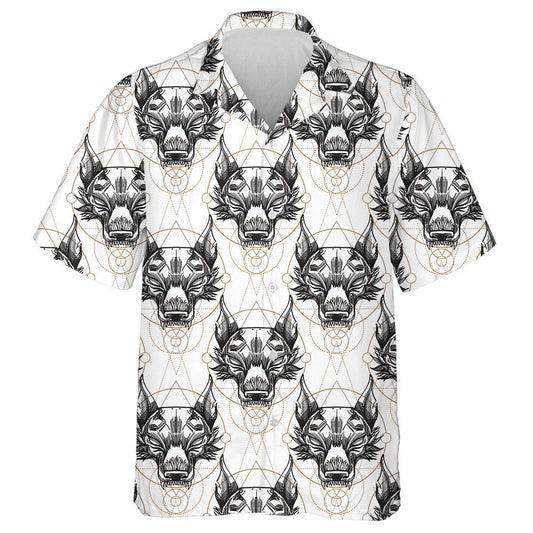 Muzzle Of The Wolf In Tribal Style Hawaiian Shirt,,Hawaiian Shirt Gift, Christmas Gift
