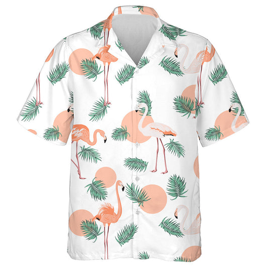 Flamingo Speisialta Le Ciorcal Bándearg Agus Duilleoga Pailme Léine Haváís, Bronntanas Léine Haváís, Bronntanas Nollag