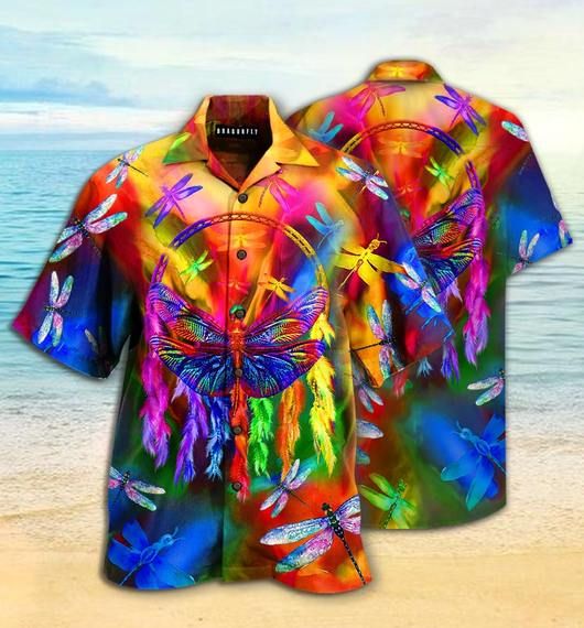 Dragonfly Hawaiian Aloha Shirt Unisex Shorts Sleeve Colorful Hw3512 Hawaiian Shorts Beach Short Sleeve_Hawaiian Shirt Gift, Christmas Gift
