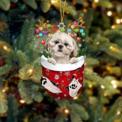 Shih Tzu In Snow Pocket Christmas Ornament Flat Acrylic Dog Ornament, Christmas Shape Ornament, Happy Christmas Ornament, Christmas Gift, Christmas Decoration