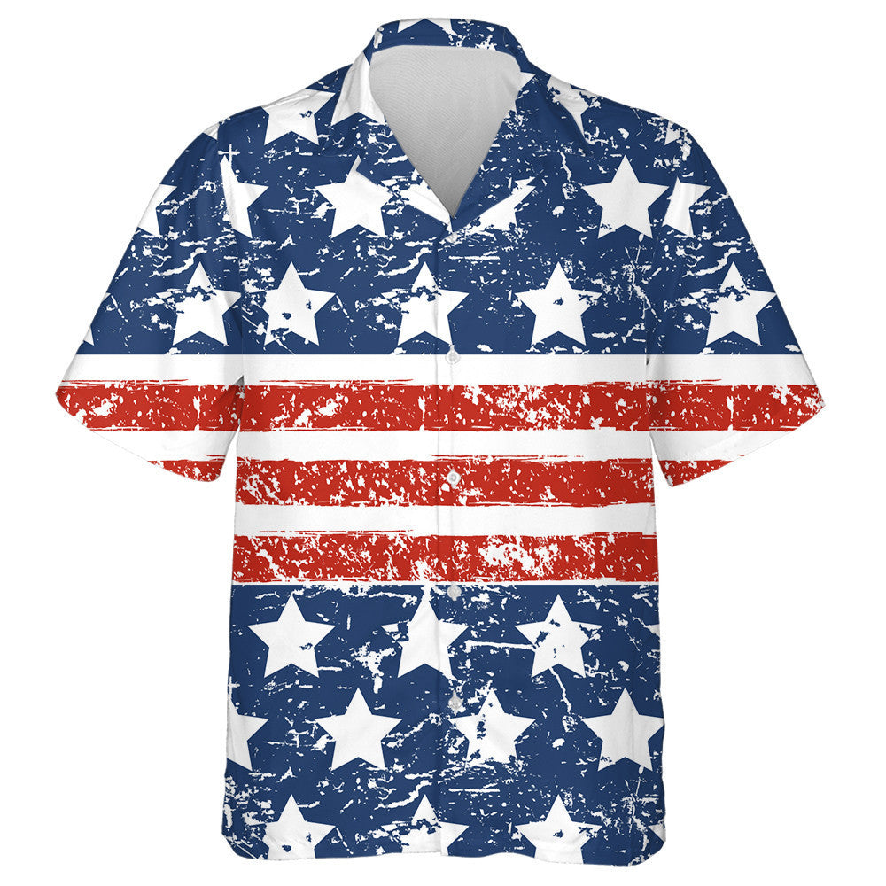 Rustic American Flag Stars Painting Pattern Hawaiian Shirt,Hawaiian Shirt Gift, Christmas Gift