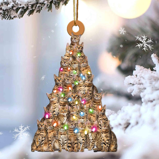 Bengal cat lovely tree gift for bengal cat gift for cat mom Christmas Plastic Hanging Ornament, Christmas Ornament Gift, Christmas Gift, Christmas Decoration