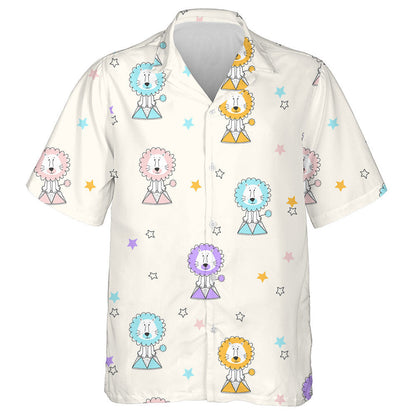 Colorful Circus Lion And Small Stars Hawaiian Shirt, Hawaiian For Gift