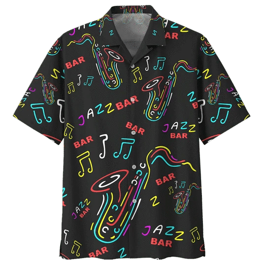 Jazz Saxophone Background Design Hawaiian Shirt, Hawaiian For Gift