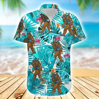 Bigfoot Diving - Hawaiian Shirt Hobbies Short Sleeve Tropical Shirts For Men Hawaiian Shirts For Women,Hawaiian Shirt Gift, Christmas Gift