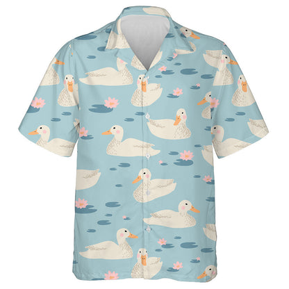 Hand Drawn Ducks Swimming In The Lake Hawaiian Shirt, Hawaiian Shirt Gift, Christmas Gift