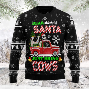 Deer Santa Just Bring Cows Ugly Christmas Sweater, Christmas Gift, Gift Christmas 2024