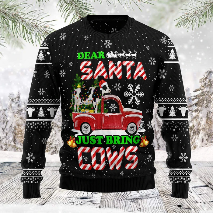 Deer Santa Just Bring Cows Ugly Christmas Sweater, Christmas Gift, Gift Christmas 2024