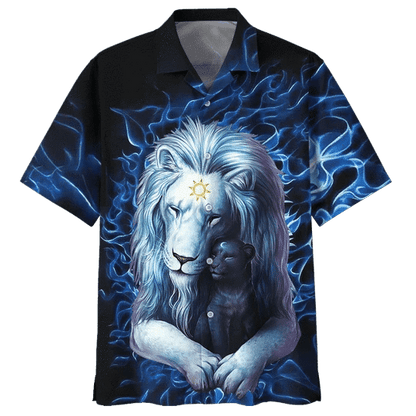 Snow Lion Background Design Hawaiian Shirt,Hawaiian Shirt Gift, Christmas Gift
