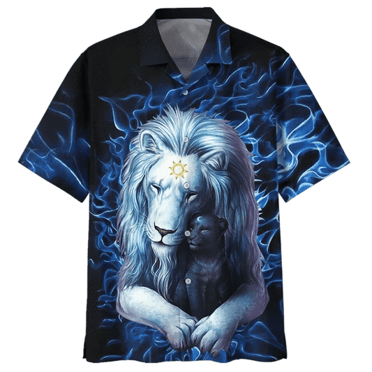 Snow Lion Background Design Hawaiian Shirt,Hawaiian Shirt Gift, Christmas Gift