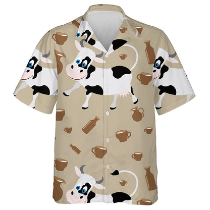 Cheerful Cow And Dairy Products Doodle Style Hawaiian Shirt, Hawaiian Shirt Gift, Christmas Gift