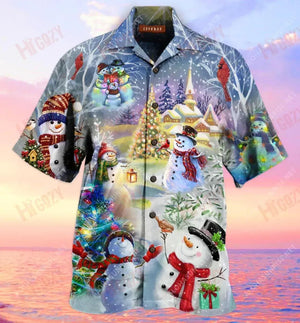 Amazing Christmas Snowman Unisex Short Sleeve Shirt Ocean Aloha Shirt Custom Hawaiian Shirts Funny Hawaiian Shirts, Hawaiian Shirt Gift, Christmas Gift