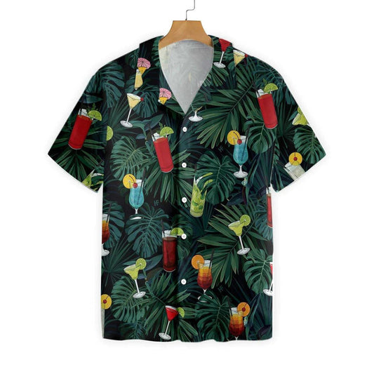 The Tropical Bartender Cocktails On Leaf Pattern Hawaiian Shirt, Hawaiian Shirt Gift, Christmas Gift