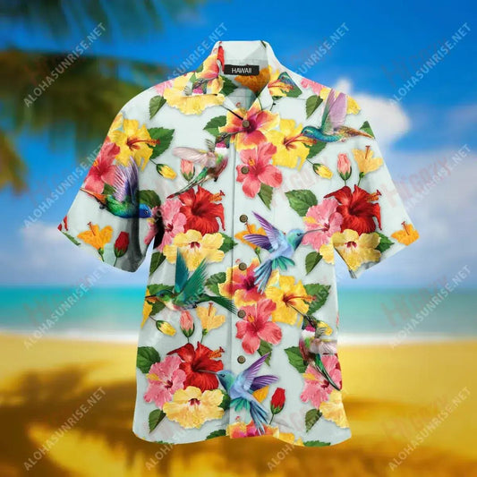 Léine Gearr Muinchille Unisex Hummingbird Léinte T haváíais Oirbheartaíochta Patrún Léine haváíais, Bronntanas Léine Haváíais, Bronntanas Nollag