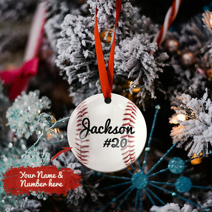 Ornáid Ceirmeach Babhta Saincheaptha Baseball, Bronntanas Nollag, Maisiú Nollag