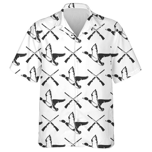 Hand Drawn Hunting With Guns And Ducks Hawaiian Shirt, Hawaiian Shirt Gift, Christmas Gift
