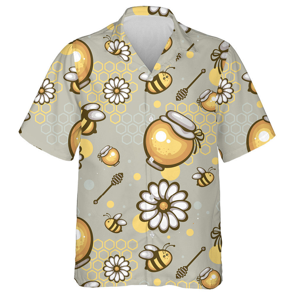 Natural Funny Bee Glass Jars And Honeycomb Hawaiian Shirt, Hawaiian Shirt Gift, Christmas Gift
