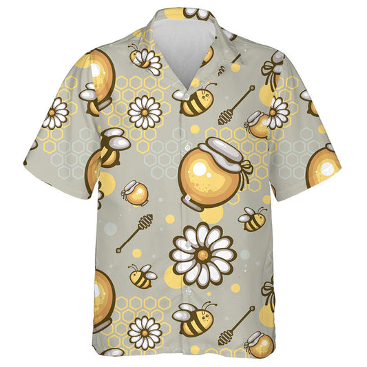 Natural Funny Bee Glass Jars And Honeycomb Hawaiian Shirt, Hawaiian Shirt Gift, Christmas Gift