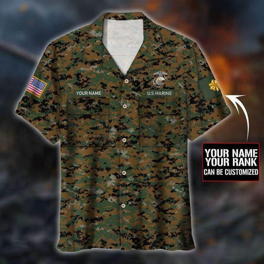 U.S Marine 3D Personalized Pattern Hawaiian Shirt, Hawaiian For Gift