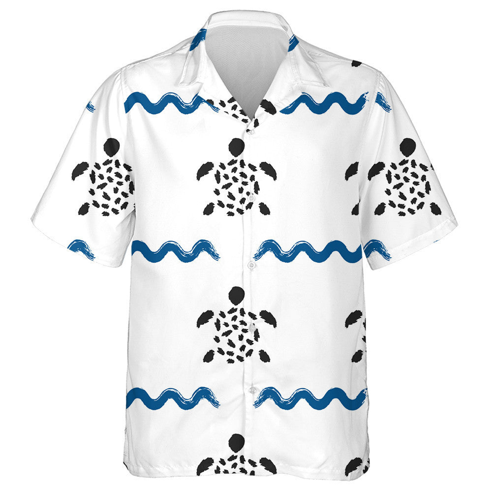 Ornáid Tonnta Agus Turtar Tarraingthe Le Léine Haváise Scuab, Bronntanas Léine Haváís, Bronntanas Nollag