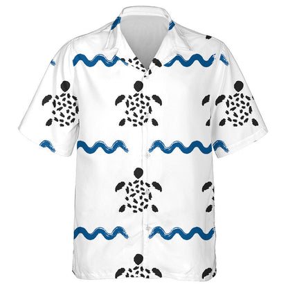 Ornáid Tonnta Agus Turtar Tarraingthe Le Léine Haváise Scuab, Bronntanas Léine Haváís, Bronntanas Nollag