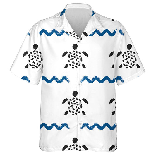 Ornáid Tonnta Agus Turtar Tarraingthe Le Léine Haváise Scuab, Bronntanas Léine Haváís, Bronntanas Nollag