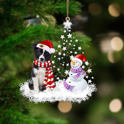 Border Collie-Star Tree Hanging Christmas Plastic Hanging Ornament, Christmas Ornament Gift, Christmas Gift, Christmas Decoration