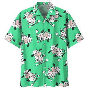 Green Sheep Illustration Design Hawaiian Shirt,Hawaiian Shirt Gift, Christmas Gift