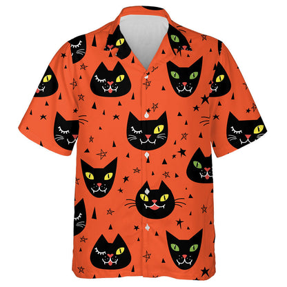 Cute Black Cats Funny Halloween Background Hawaiian Shirt, Hawaiian Shirt Gift, Christmas Gift