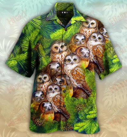 Owl iontach Unisex Léine Gearr Muinchille Laethanta Saoire Léinte T Haváíacha Léinte Craicne haváíais Léinte haváíais do Mhná, Bronntanais Léine haváíais, Bronntanas Nollag