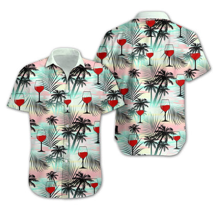 Red Wine Watercolor Design Hawaiian Shirt,Hawaiian Shirt Gift, Christmas Gift