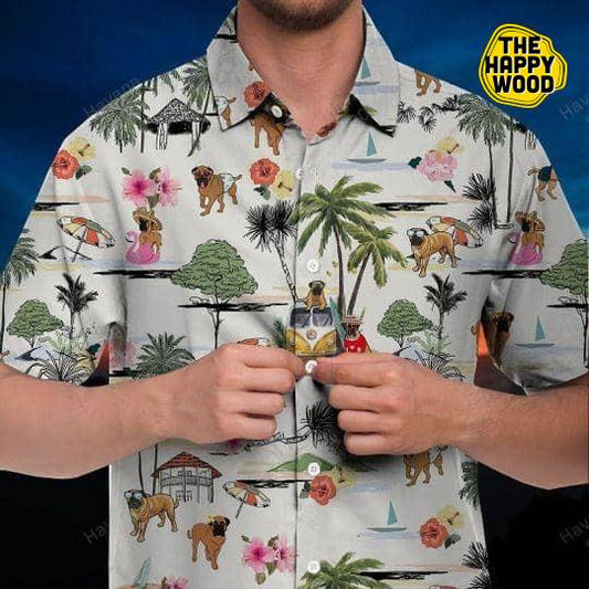 Léine Haváís Bullmastiff Léine Haváís Haváí Trá Retro, Bronntanais Léine Haváís, Bronntanas Nollag