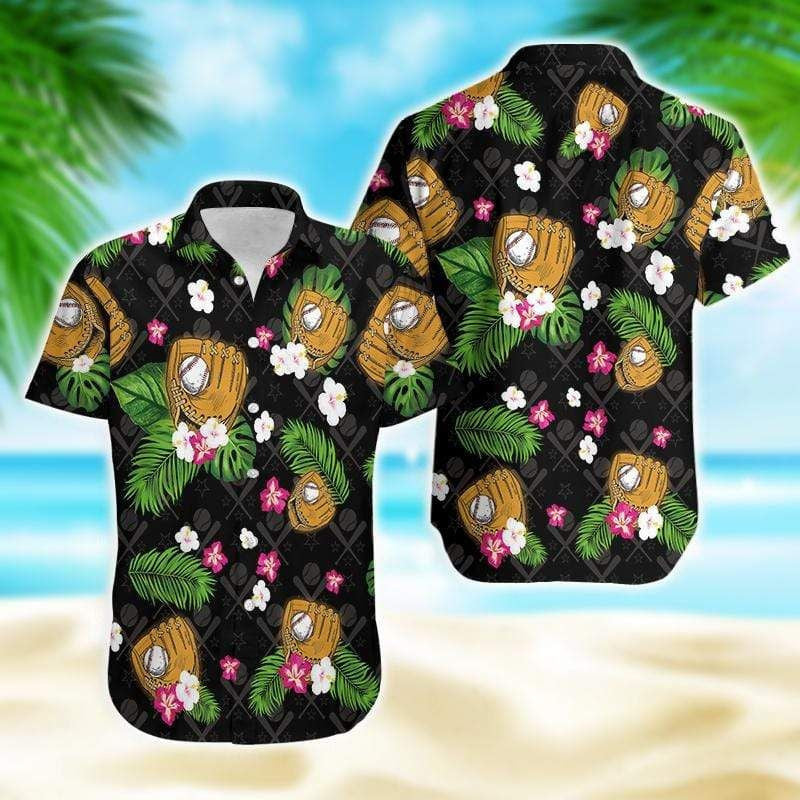 Floral Baseball And Summer Tropical Design Hawaiian Shirt,Hawaiian Shirt Gift, Christmas Gift
