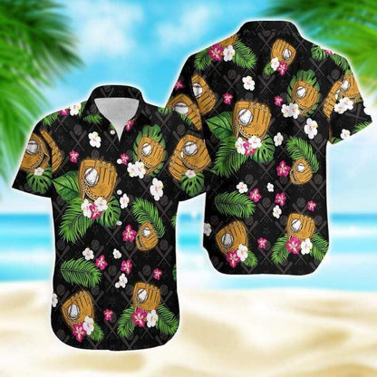 Floral Baseball And Summer Tropical Design Hawaiian Shirt,Hawaiian Shirt Gift, Christmas Gift