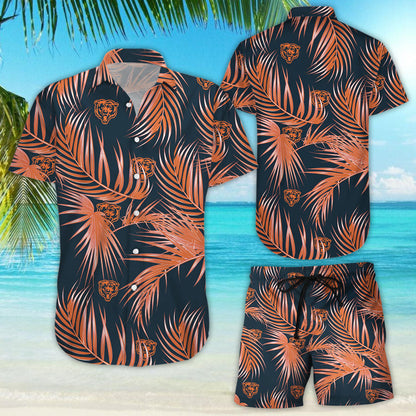 Chicago Bears Nfl Mens Haváís Aloha Button Up Léine Shorts Haváís Beach Short Muinchille_Haváíais Bronntanas Léine, Bronntanas Nollag