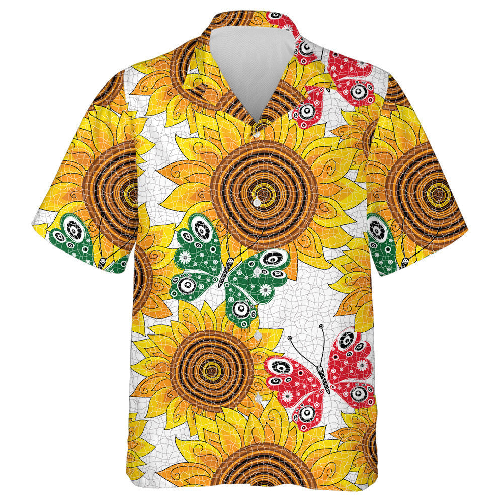 Patrún Earraigh Le Lusanna Gréine Agus Féileacáin Dearga Agus Glas Léine Haváís, Bronntanas Léine Haváí, Bronntanas Nollag