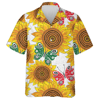 Patrún Earraigh Le Lusanna Gréine Agus Féileacáin Dearga Agus Glas Léine Haváís, Bronntanas Léine Haváí, Bronntanas Nollag