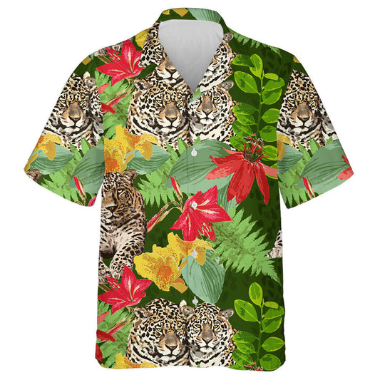 Liopard Agus Bláthanna ar Glas i Stíl Seanré Léine Haváís, Bronntanas Léine Haváís, Bronntanas Nollag