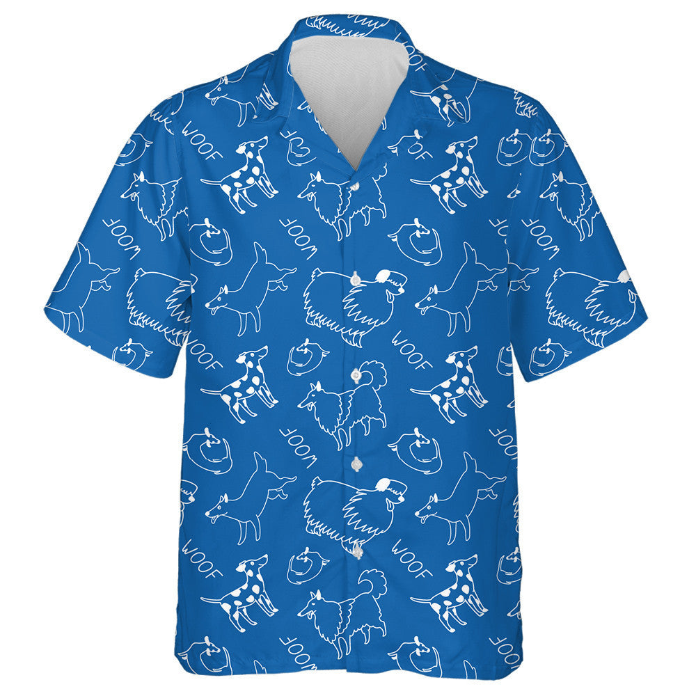 Cartoon Doodle Style Dogs Collie And Bobtail Hawaiian Shirt, Hawaiian Shirt Gift, Christmas Gift