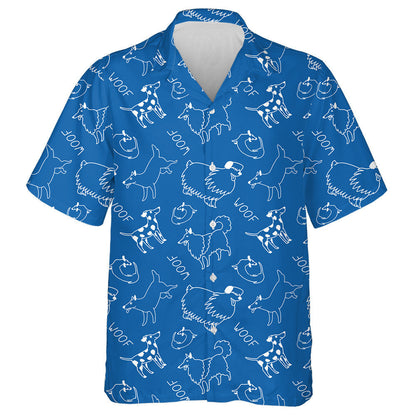 Cartoon Doodle Style Dogs Collie And Bobtail Hawaiian Shirt, Hawaiian Shirt Gift, Christmas Gift