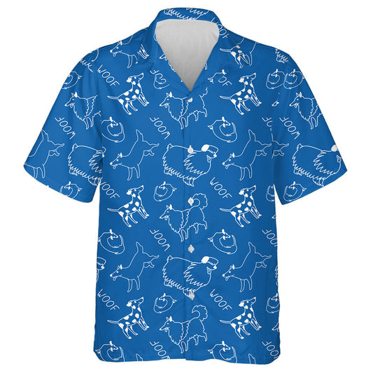 Cartoon Doodle Style Dogs Collie And Bobtail Hawaiian Shirt, Hawaiian Shirt Gift, Christmas Gift