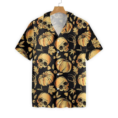 Pumpkin & Skull Halloween Hawaiian Shirt,Hawaiian Shirt Gift, Christmas Gift