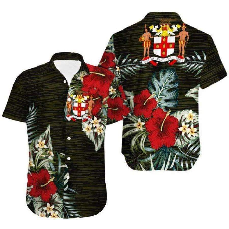 Léinte Aloha Aloha haváís Iamáice Tropical Shorts Haváís Beach Short Muinchille, Bronntanas Léine Haváíais, Bronntanas Nollag